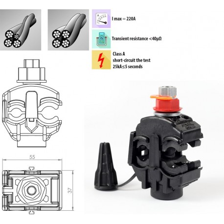 svorka prepichovacia LVL 25-150/25-150mm2 (AES) červená